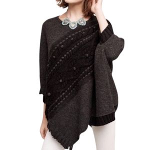 ANTHRO SLEEPING ON SNOW Wool Blend Stripe Pocho Gray Black Sweater XS/Small